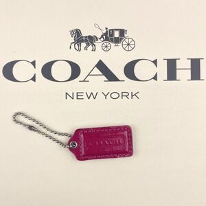 Vintage COACH Purse Hang Tag Hot Pink Silver Metallic Small 2"